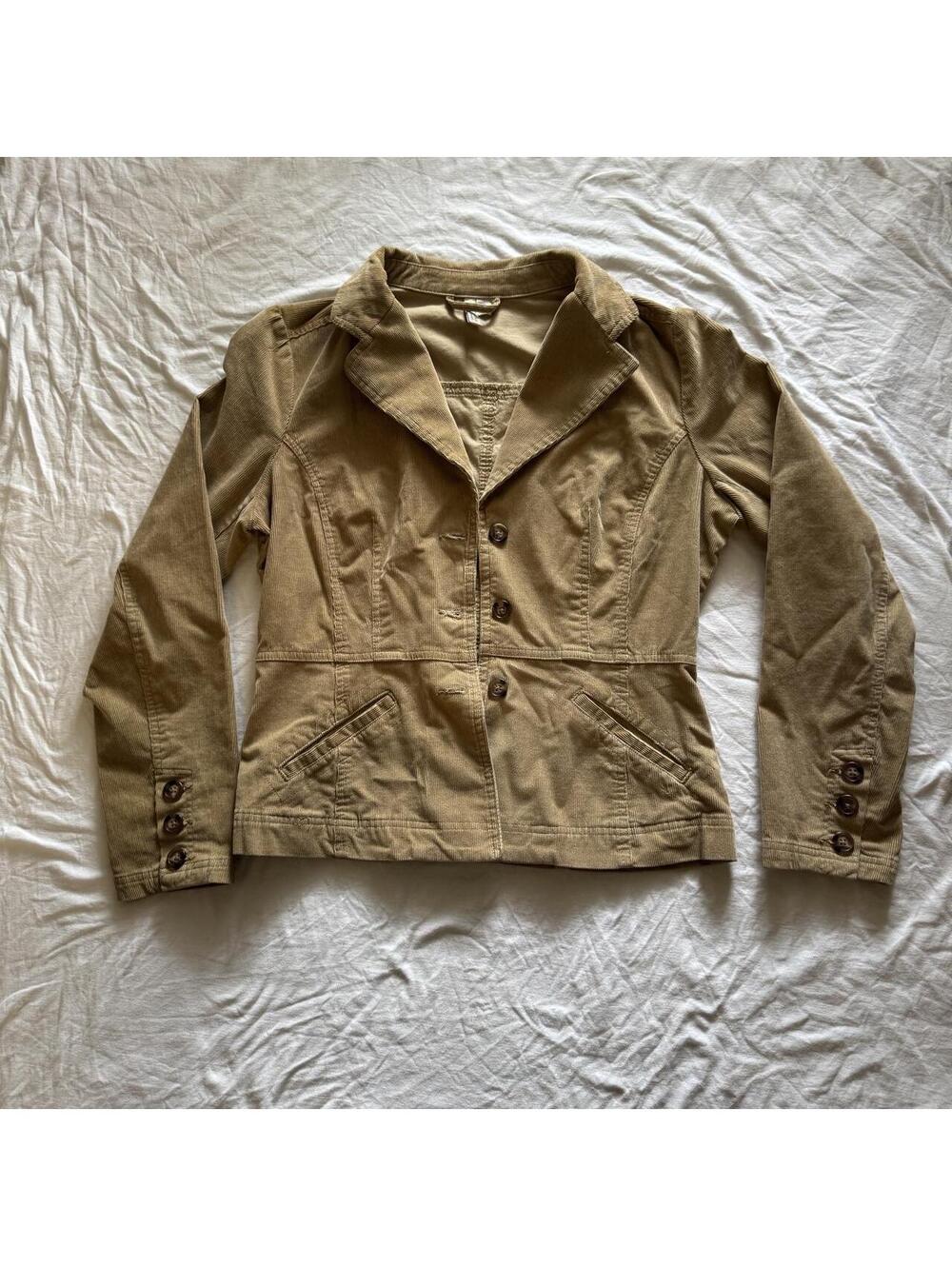 Vintage 90s Y2K St. John’s Bay Brown Corduroy Blazer Jacket Stretch‎ Size M